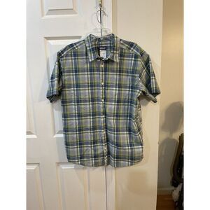Patagonia Men's Organic Cotten Blend Short Sleeve Button Up‎ Shirt Sz L